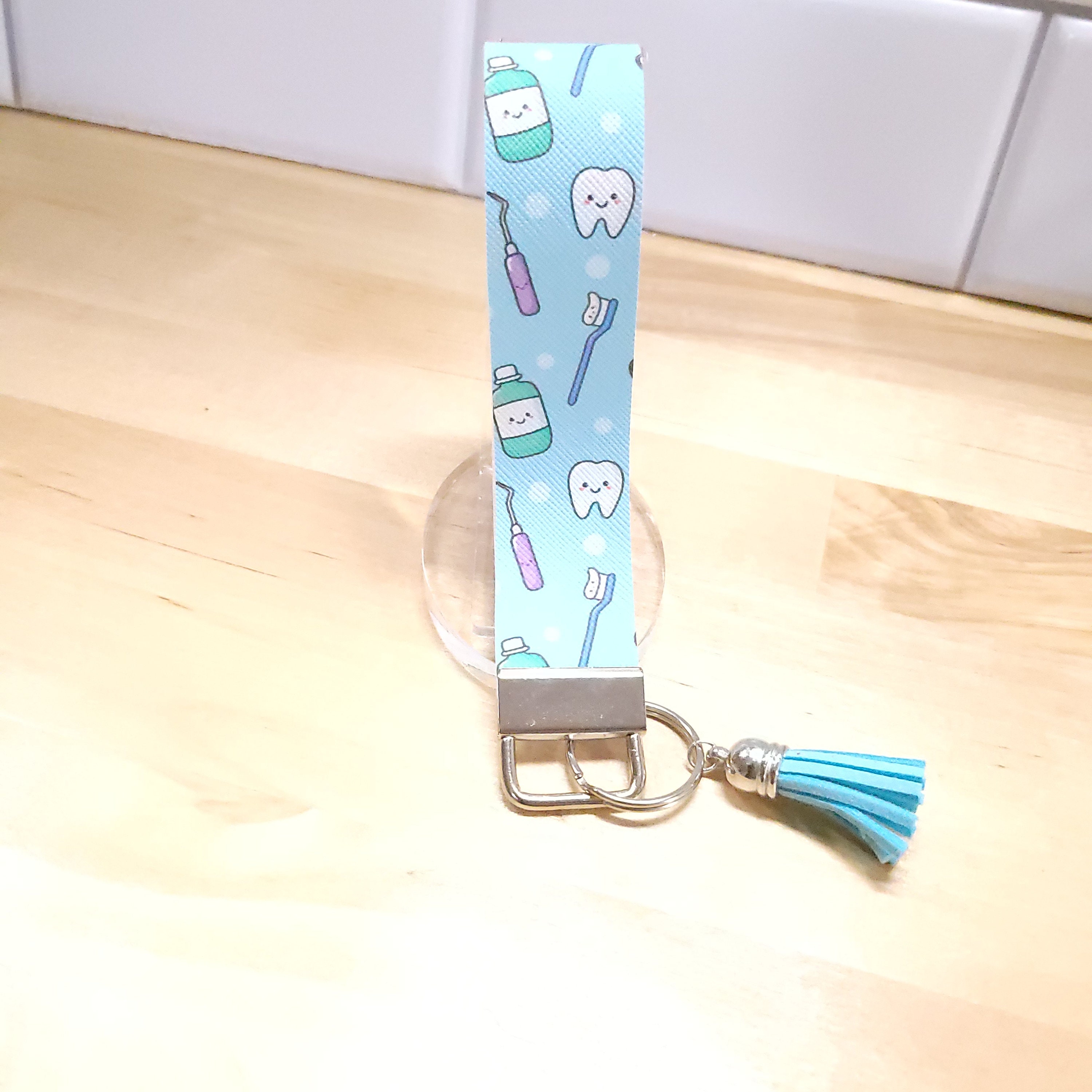 Dental Wristlet, Dental Lanyard, Tooth Keychain, Dental Assistant Keychain, Faux Leather Dental