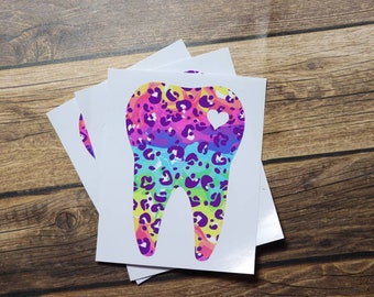 Pegatina de diente, calcomanía de diente, pegatinas de asistente dental, pegatina de higienista dental, regalo dental, pegatina dental, diente