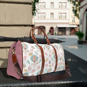 Blumen Weekender Reisetasche, Reisetasche, Reisetasche, Handgemacht, Blush, Beige, Rosa, Blau, Creme