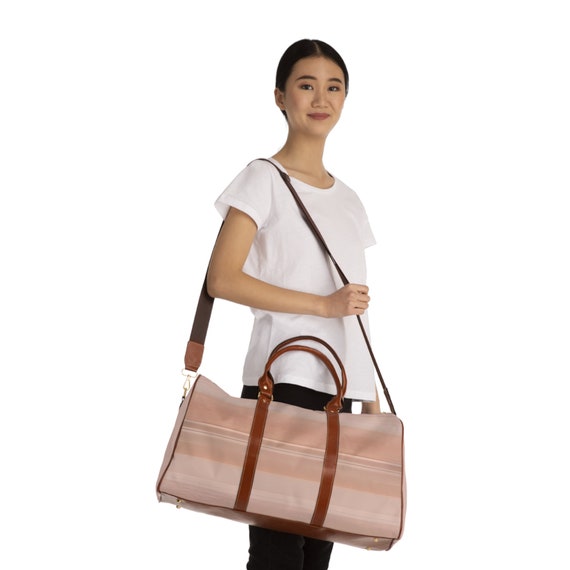 Blush Weekender Travel Bag Overnight Bag Duffle Bag Carry on Bag Beige Pink Light Pink Stripes Etsy Ireland