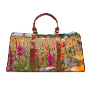 Flowers | Suitcase | Waterproof Weekender Travel Bag | Overnight Bag | Duffle Bag | Carry On Bag
