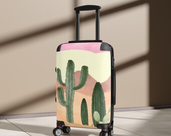 Desert Cactus Illustration Suitcase | Watercolor Cactus Luggage Cover