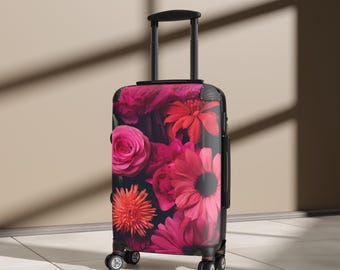 Pink Floral Bloom Suitcase | Vibrant Roses Gerbera Travel Luggage