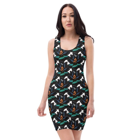 Butterfly Dress Bodycon Dress Butterfly Print Bodycon Etsy