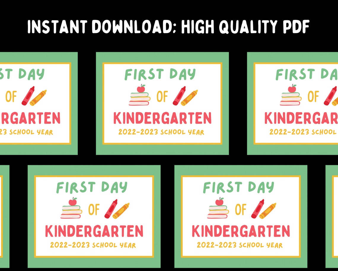 Hello Kindergarten Sign, First Day of Kindergarten Sign, Printable ...