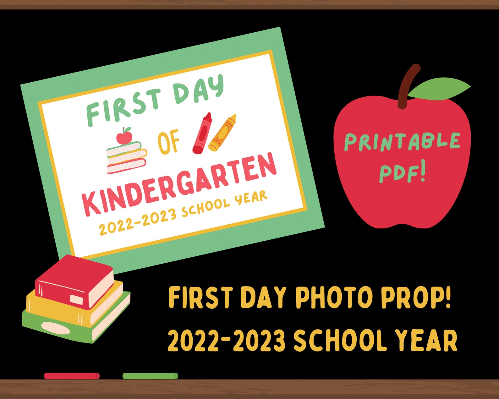 Hello Kindergarten Sign, First Day of Kindergarten Sign, Printable ...