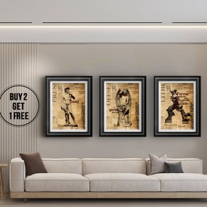 Set di 3 poster vintage, poster originali, poster di tre categorie qualsiasi, illustrazione digitale, poster artistici, poster di giornali, vecchi poster