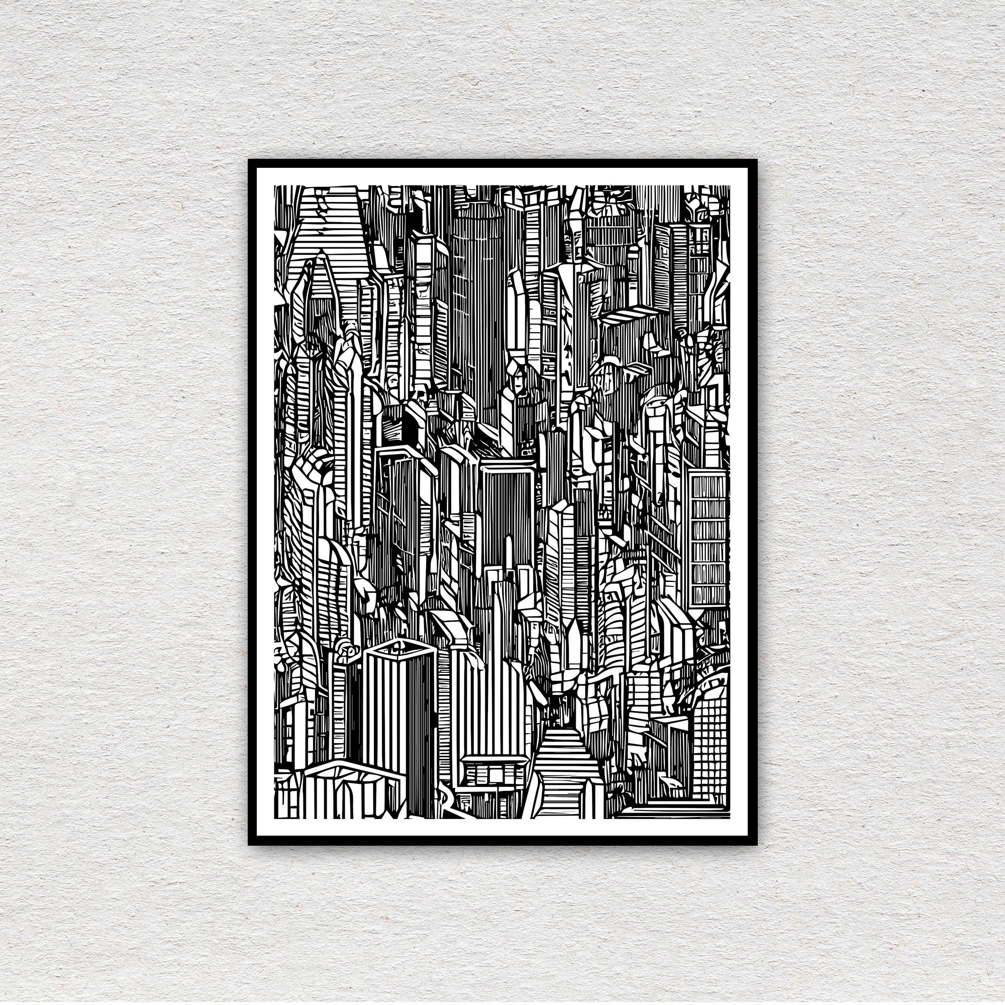Metropolis Futuristic Skyscraper Poster, Neo Bauhaus Abstract Art Print ...