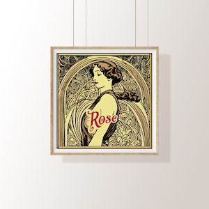 Poster Art Nouveau (n. 1) ispirato da Alphonse Mucha e Eugène Grasset, stampa art nouveau giclée, poster decorativo, poster art deco