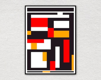 Plakat Bauhaus, plakat modernistyczny, plakat minimalistyczny, plakat abstrakcyjny, wydruk giclée, plakat kolorowy, plakat geometryczny, sztuka ścienna, wystrój domu