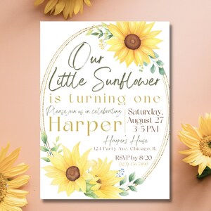 Sunflower 1st Birthday, Sunflower Birthday Invitation, Sunflower Invitation, Sunflower Theme Party, Sunflower Theme Birthday Party