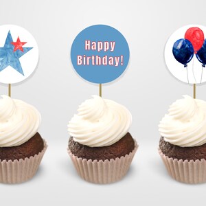Patriotic Cupcake Toppers Custom Cupcake Toppers Patriotic Cupcake Picks Patriotic Food Labels Independence Day Decor Fourth of July Party