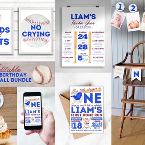 Our Little Slugger Baseball Birthday Invitation Bundle | Rookie of the Year | Rookie Year First Birthday | All Star Boy Baseball Invite