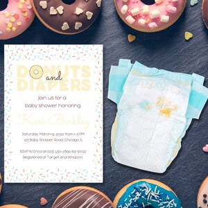 Baby Shower Invitation Gender Neutral, Donuts and Diapers, Donut baby Shower, Sprinkle Baby Shower, Sprinkled with Love