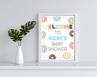 Baby Shower Welcome Sign, Donut Baby Shower, Donuts and Diapers, Baby Sprinkle, Oh baby!, Baby Shower Sign