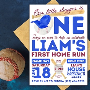 Rookie of the Year Baseball 1st Birthday | Baseball Birthday Invitation | My Rookie Year 1st Birthday | Chicago Cubs Baseball Invitation