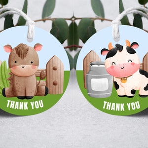 Farm Animal Thank You Tags, Barnyard Birthday Party, Farm Birthday Decor, Farm Animal Gift Tags, Barnyard Bash, Farm Party Thank You Label