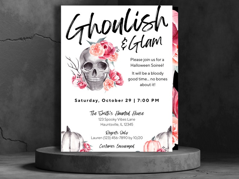 Ghoulish Glam Halloween Invitation Spooky Season Skull - Etsy
