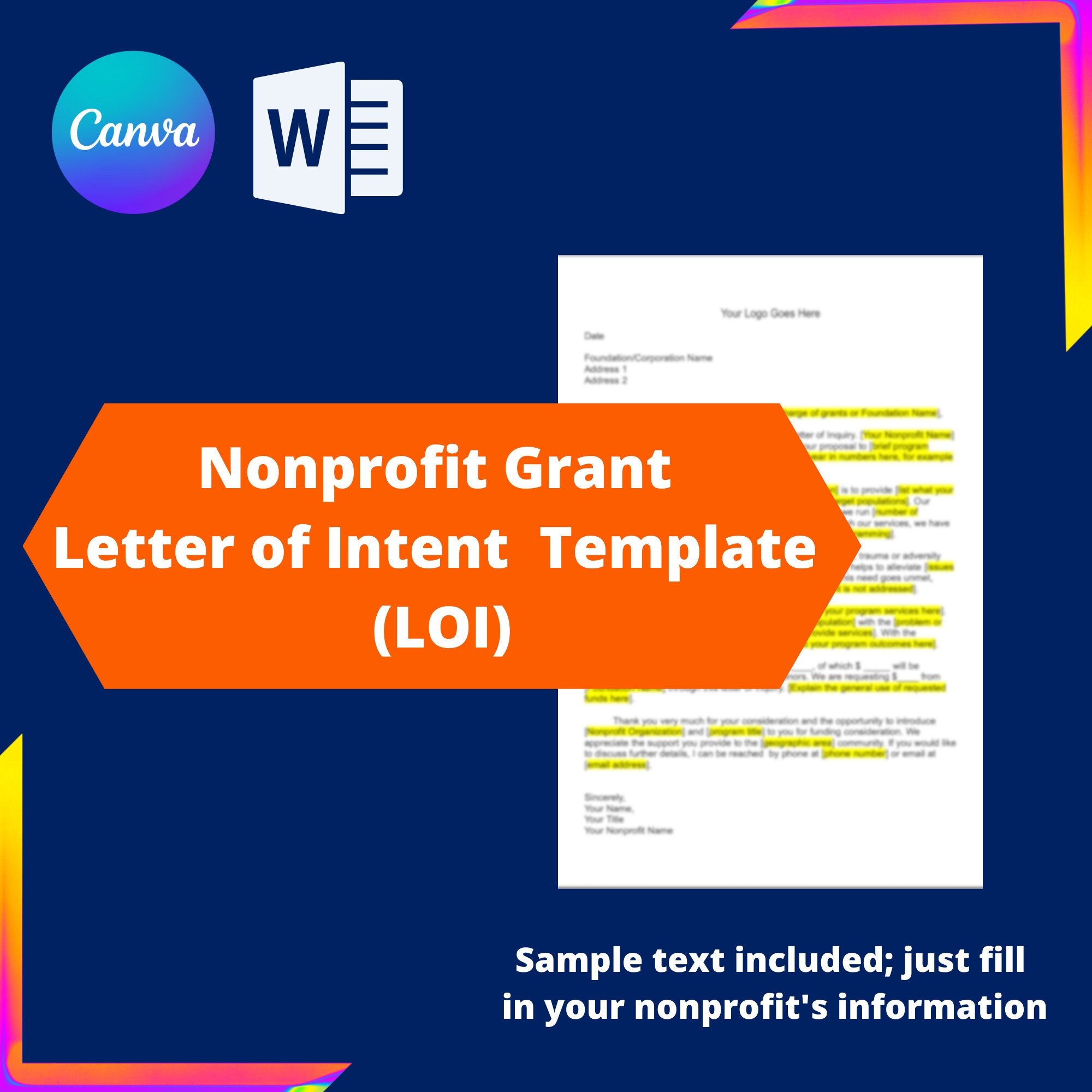 Nonprofit grant letter of interest loi template grants grant proposal