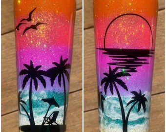 Beach tumbler / beach cup / beach theme / tumblers / drinkware