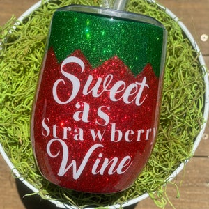 Strawberry Wine / epoxy tumbler / custom tumbler / stemless wine / wine tumbler
