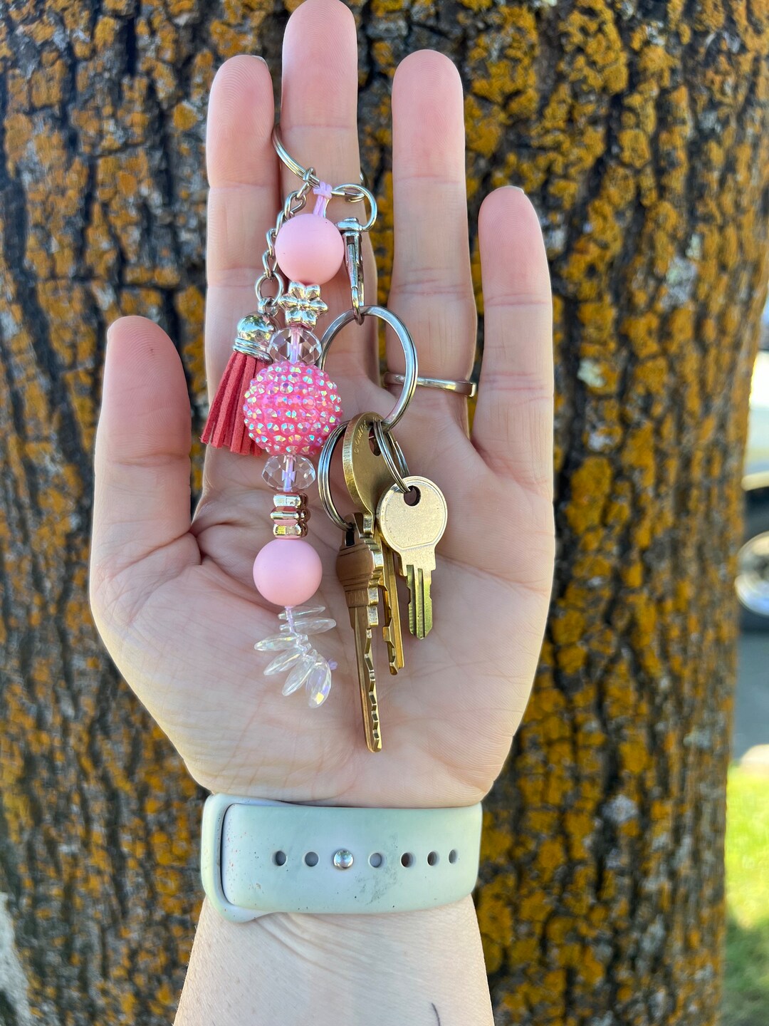 Silicone Beaded Keychain / Jeweled Keychain - Etsy