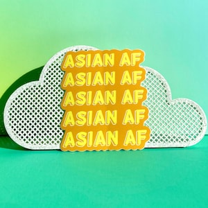 Asian Pride Semi-Gloss Vinyl Sticker, AAPI Die Cut Stickers, Orange Affirmation Water Bottle Sticker, Asian AF Sticker