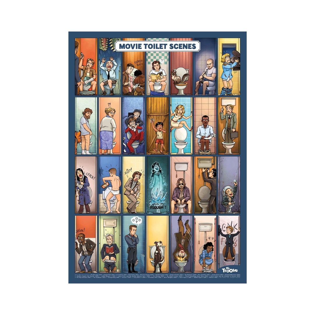 Movie Toilet Scenes, Poster 16.5 X 23.4 In, Guess the Film WC Edition