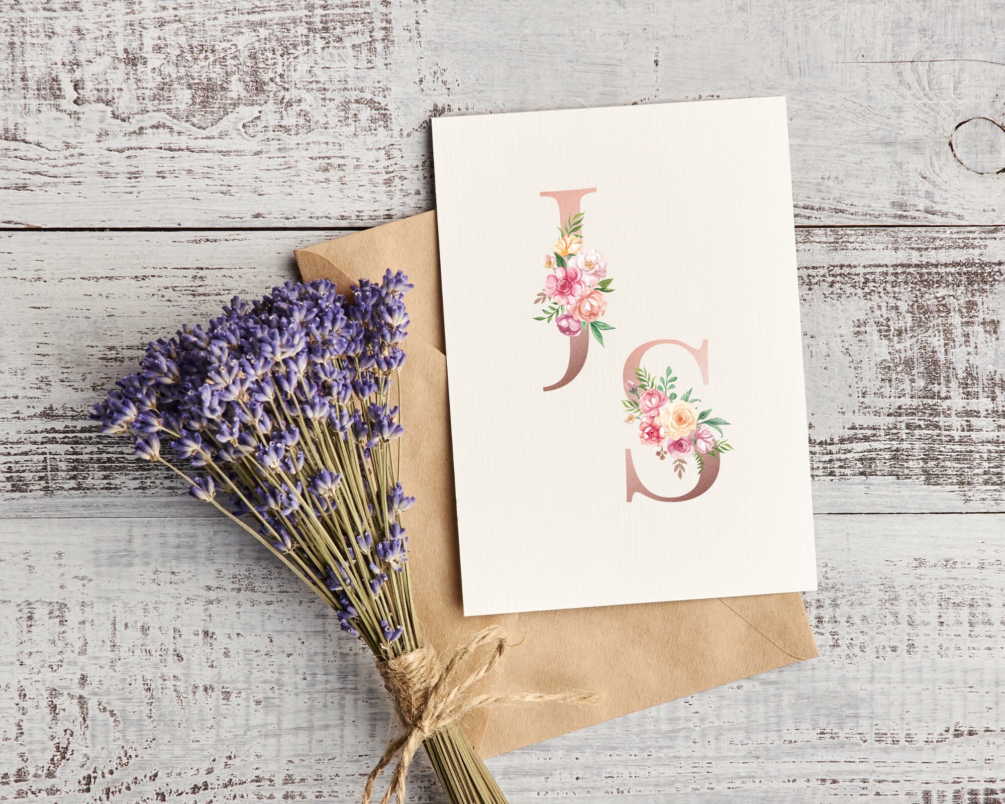 Watercolor Floral Alphabet Clipart, Monogram Initials PNG, Boho Letters ...