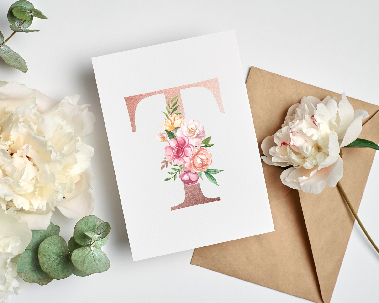 Watercolor Floral Alphabet Clipart, Monogram Initials PNG, Boho Letters ...