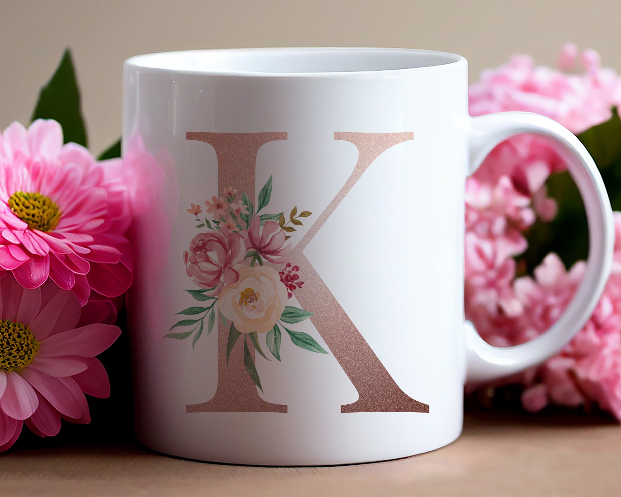 Watercolor Floral Alphabet Clipart, Monogram Initials PNG, Boho Letters ...