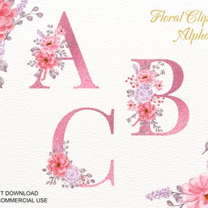 Aquarel bloemen alfabet clipart, monogram initialen png, boho letters, lente bloemen nummers, bruiloft decor, testmodellen