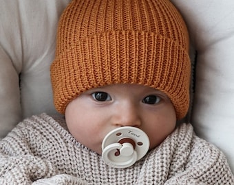 Organic Merino wool Orange Hat for kids girl boy toddler | (100 percent merino pullover)  | kind baby boy girl knit hat