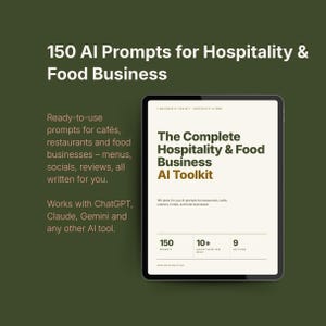 Hospitality AI Prompts | 150 ChatGPT Toolkit for Cafés & Restaurants | Menus Social Media Reviews | Instant Download