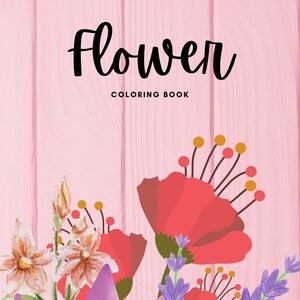 Flower Coloring Book/ Digital/ Instant Download/ 40 Pages
