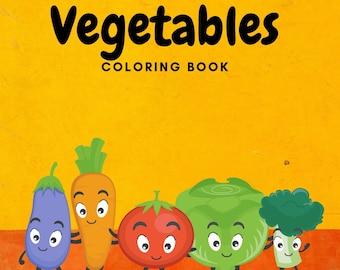 Vegetables Coloring Book/ Digital/ Instant Download/ 10 Pages