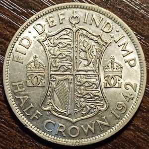 1942 British Silver Half Crown Brilliant Full bold date!