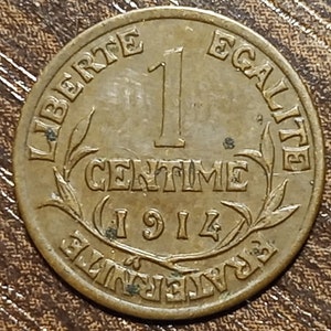 1914 France 1 Centime Full bold date!