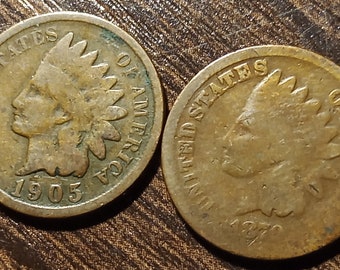 1879 & 1905 USA Indian Head Pennys!