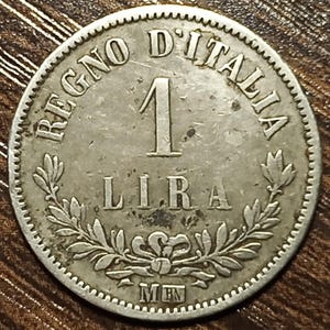 1863 Italy Milan Silver 1 Lira Full bold date!