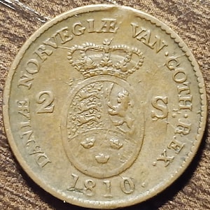 1810 Denmark 2 Skilling vintage Full bold date!
