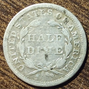 1857 USA Silver Half Dime Full bold date image 2