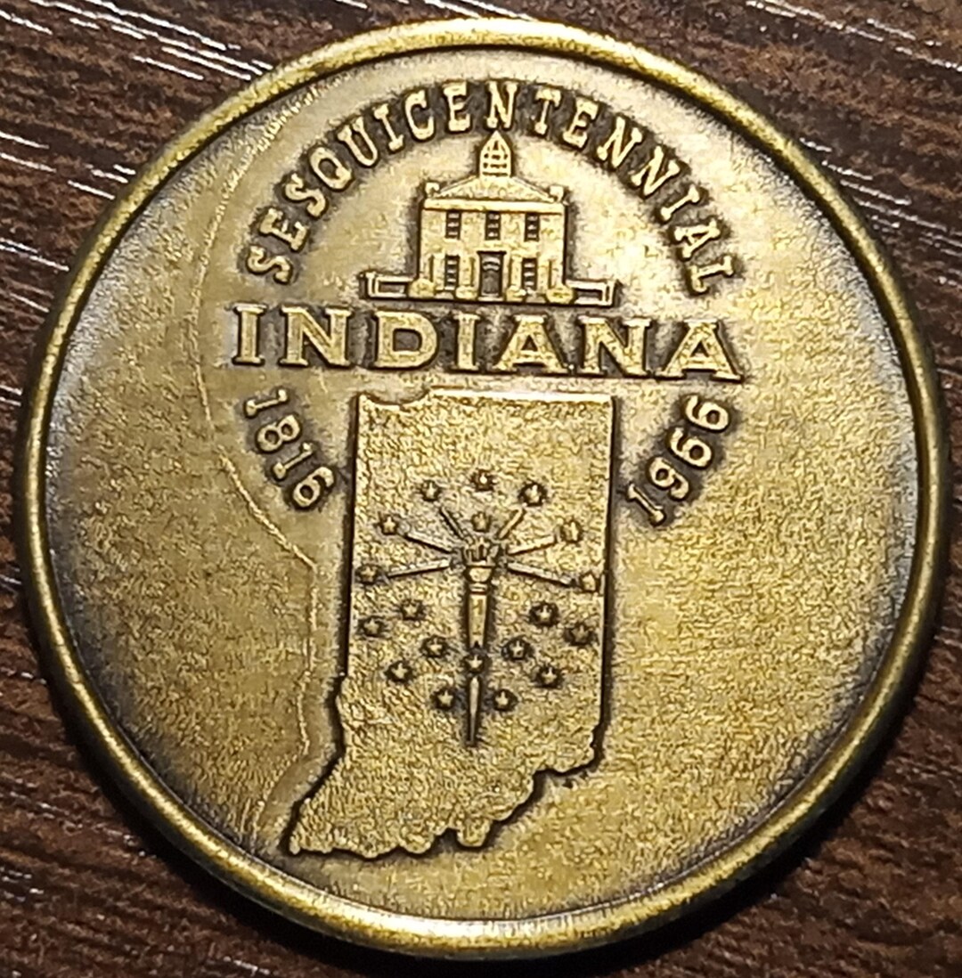 Indiana Coin 1966 Indiana Sesquicentennial Bronze Medallion Coin Brilliant Full Bold ...