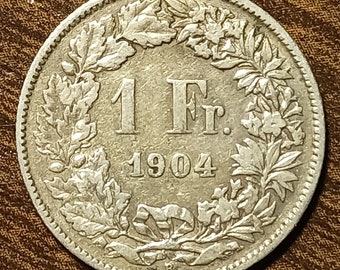 1904 Switzerland Silver Franc Full bold Rare date!