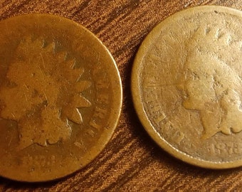 1873 USA Indian Head Cents X2