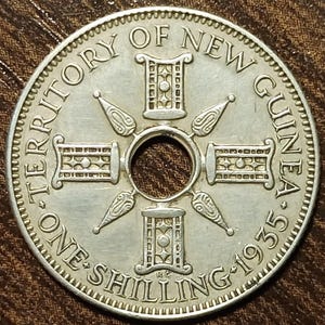 1935 Silver British New Guinea Shilling Full bold date!