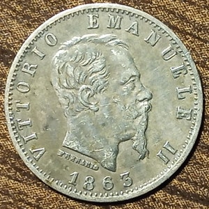 1863 Italy Silver 20 Centisimi Full bold date!