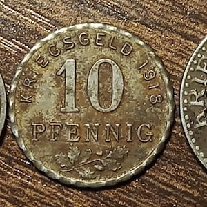 1900&#39;s Notgeld German Pfennigs Vintage WWI Coins Full bold dates!