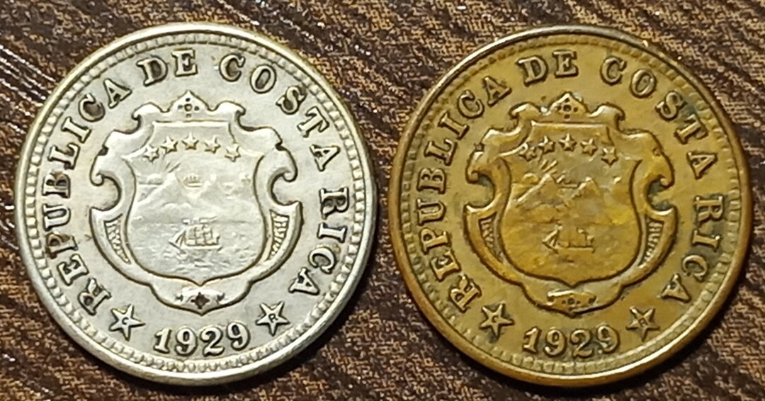 1929 Costa Rica 5 Centimos X2 Full Bold Dates Etsy