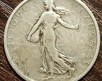 Rare 1900 France Silver One Franc Coin Full bold Key date!